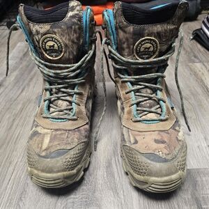 Irish Setter Men's Brown Camo Waterproof Hunting Boots with Teal Accents